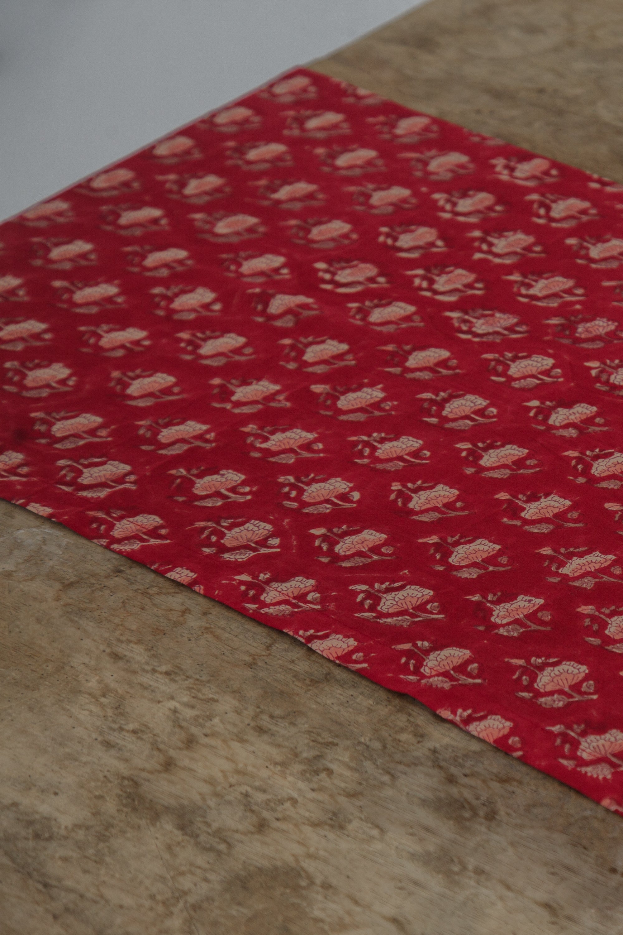 Crimson Bloom Cotton Runner