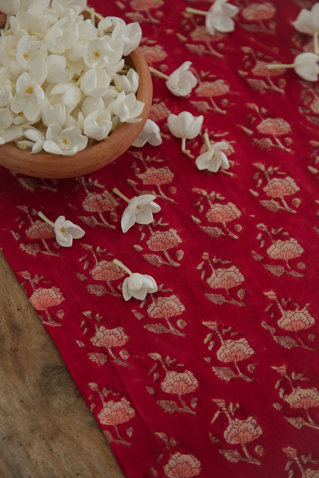 Crimson Bloom Cotton Runner