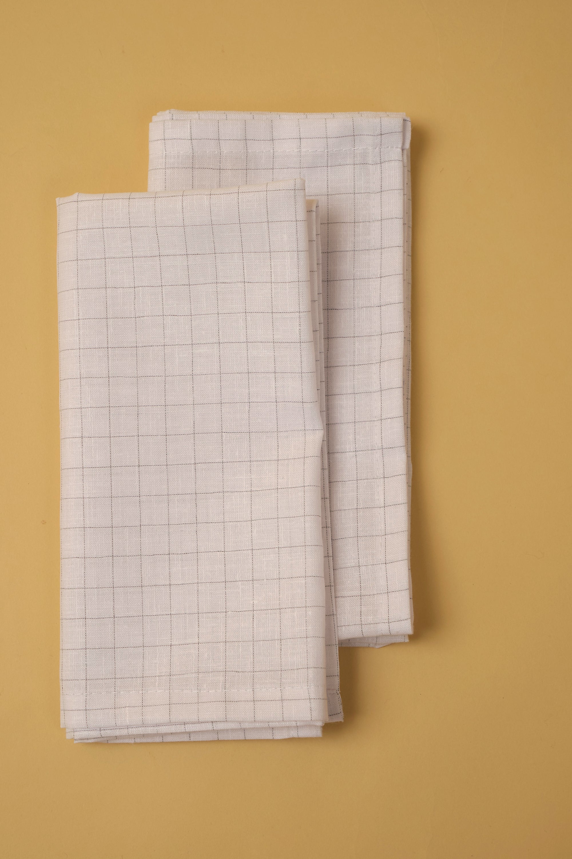 Windowpane Check Linen Blend Napkins - Set of 8