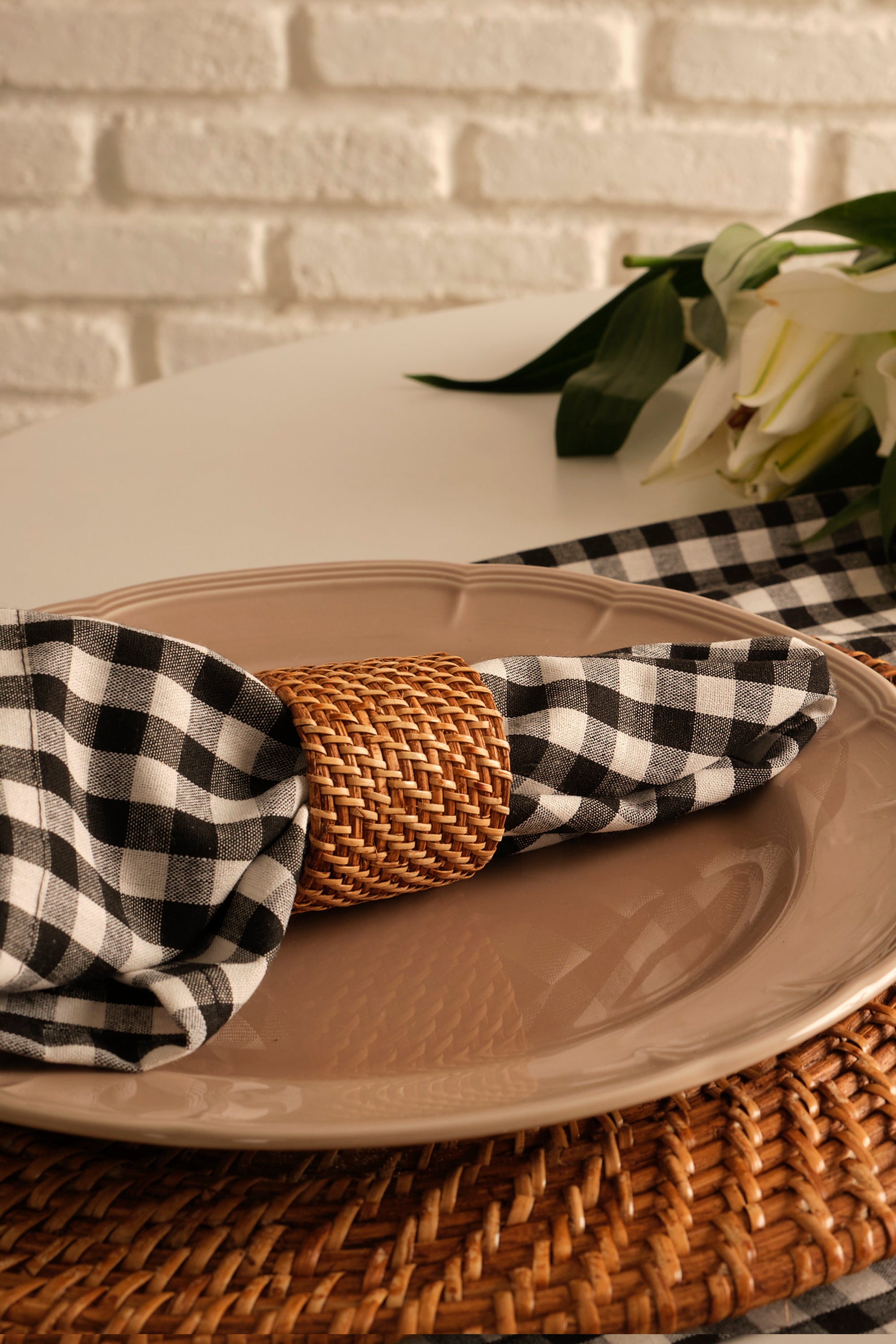 Classic Check Linen Blend Napkins - Set of 8