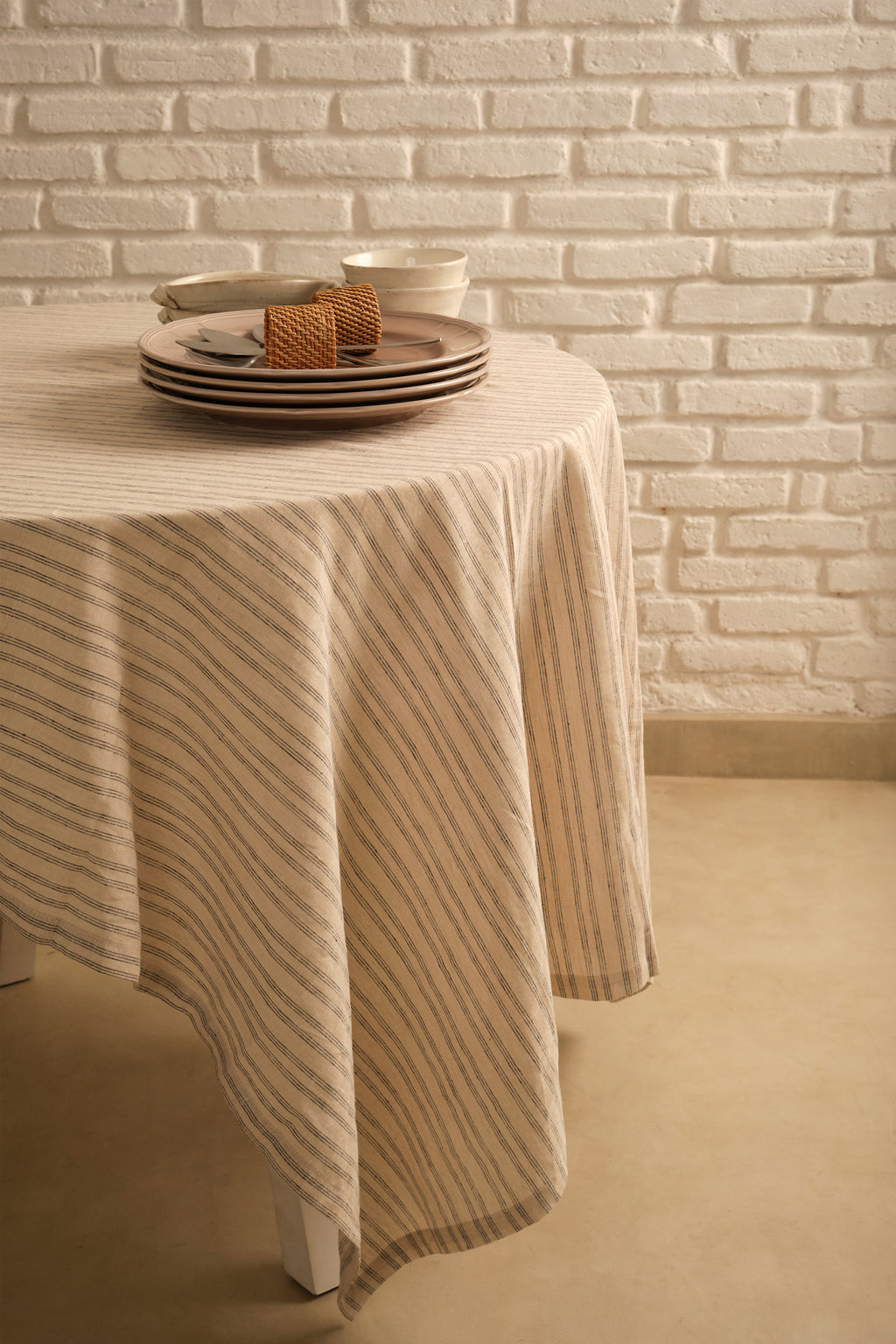 Terra Stripe Linen Blend Table Throw
