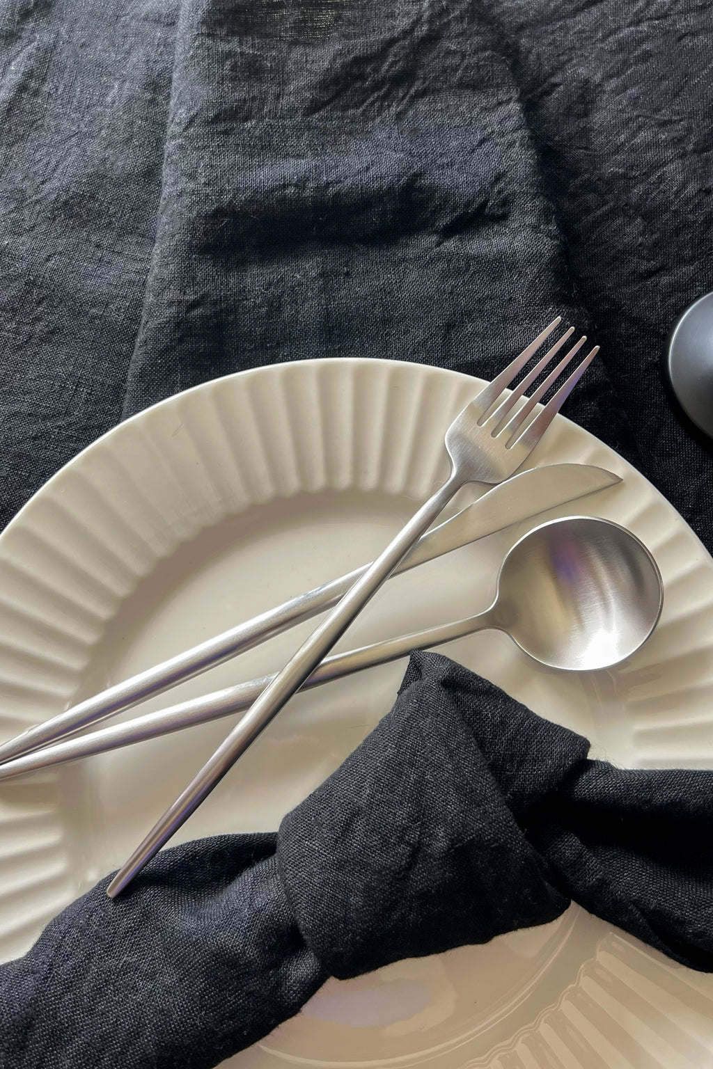 Classic Black Linen Runner