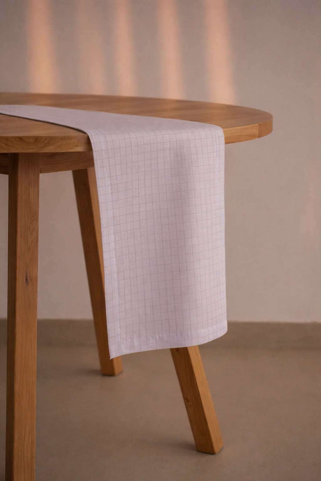 Windowpane Check Linen Blend Runner
